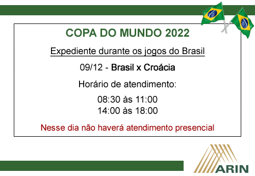 Comunicado 09/12- expediente no jogo do Brasil na Copa/2022